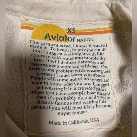 Aviator Nation Cream Sweater with Rainbow Logo - Picture 4 of 4